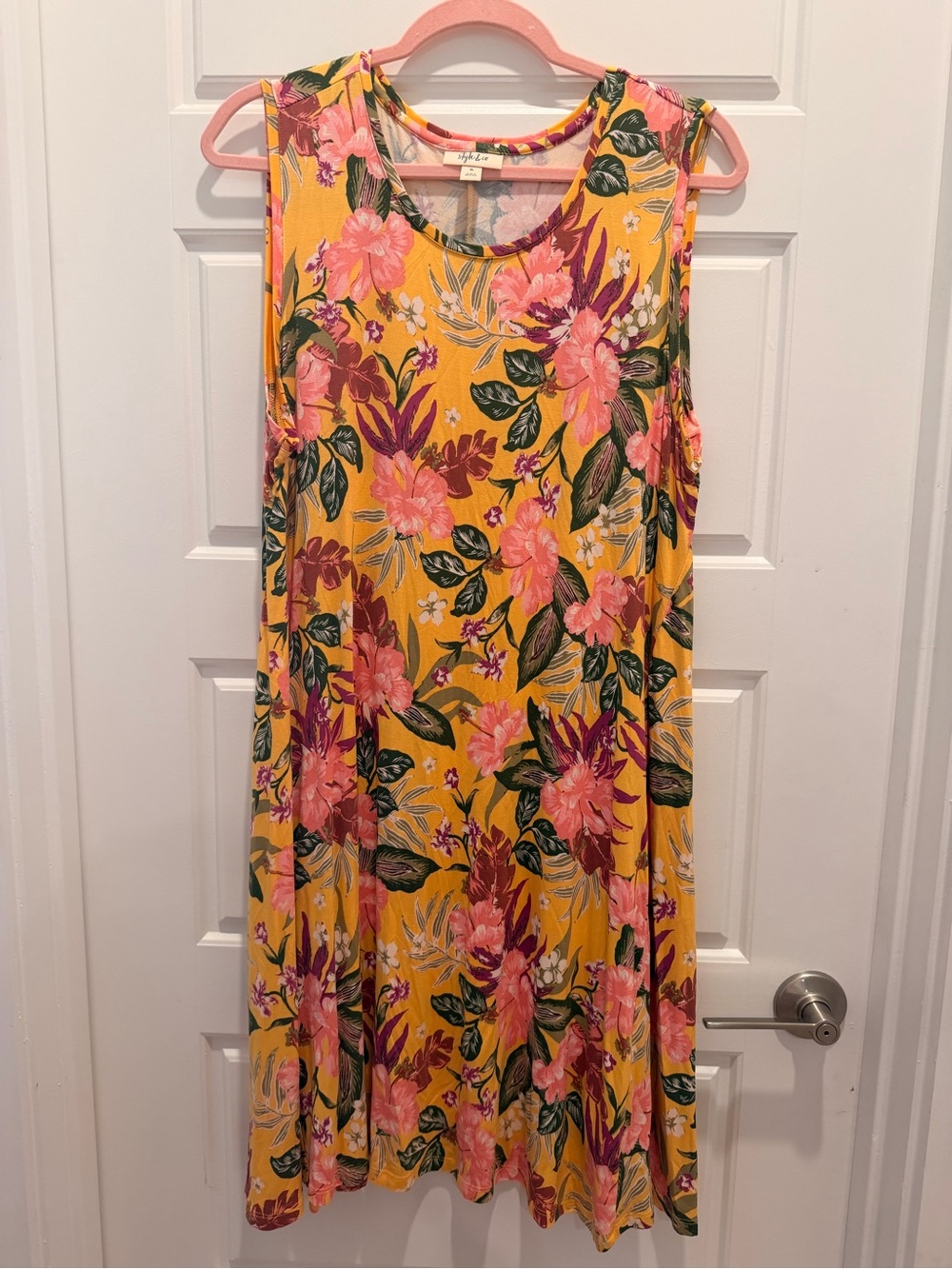 Style & Co. Yellow Floral Sleeveless Dress Size XL